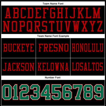 Custom Black Kelly Green-Red Mesh Authentic Football Jersey