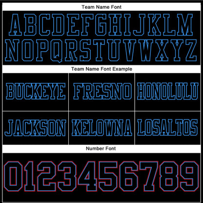 Custom Black Powder Blue-Red Mesh Authentic Football Jersey