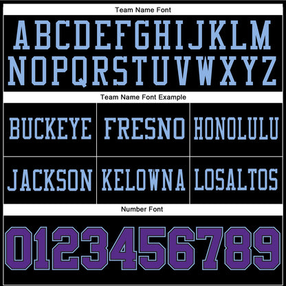 Custom Black Purple-Light Blue Mesh Authentic Football Jersey