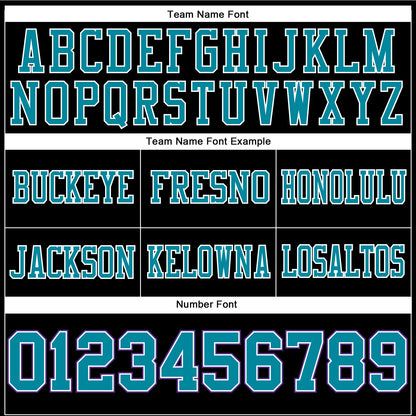 Custom Black Teal-Purple Mesh Authentic Football Jersey