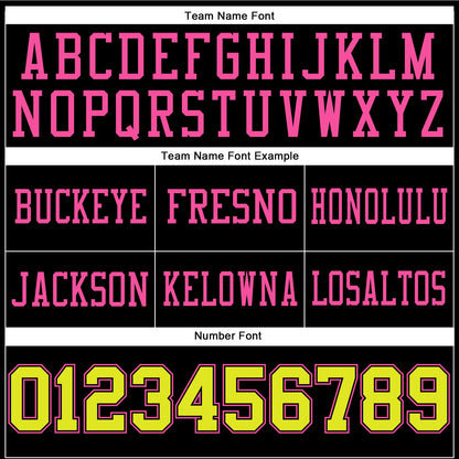 Custom Black Neon Yellow-Pink Mesh Authentic Football Jersey