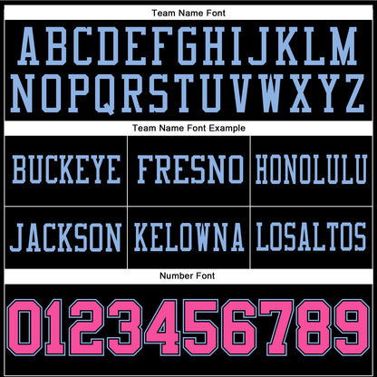 Custom Black Pink-Light Blue Mesh Authentic Football Jersey
