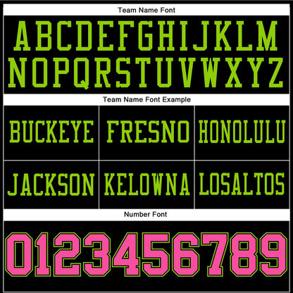 Custom Black Pink-Neon Green Mesh Authentic Football Jersey