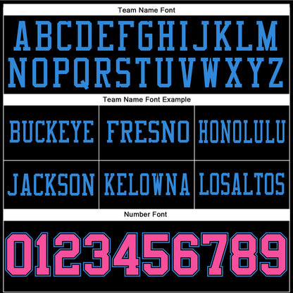 Custom Black Pink-Powder Blue Mesh Authentic Football Jersey