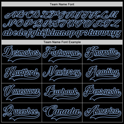 Custom Black Light Blue Hockey Lace Neck Jersey