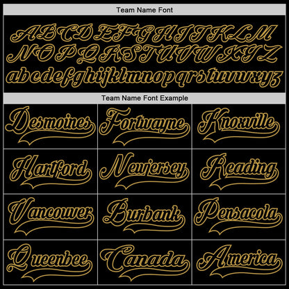Custom Black Old Gold Hockey Lace Neck Jersey