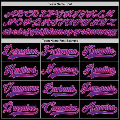 Custom Black Purple-Pink Hockey Lace Neck Jersey