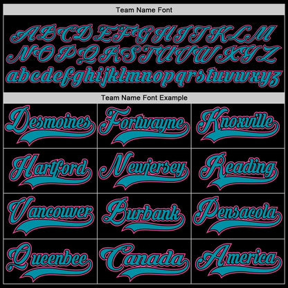 Custom Black Pink-Teal Hockey Jersey