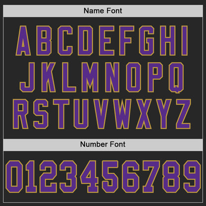 Custom Black Purple-Old Gold Mesh Authentic Football Jersey