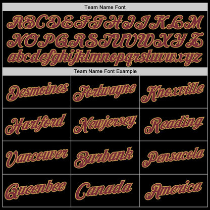 Custom Black Burgundy-Old Gold Authentic Throwback Basketball Jersey