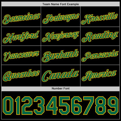 Custom Black Kelly Green-Gold Authentic Basketball Jersey