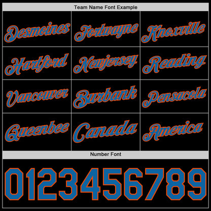 Custom Black Blue-Orange Authentic Basketball Jersey