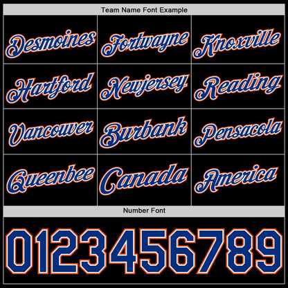 Custom Black Royal White-Orange Authentic Basketball Jersey