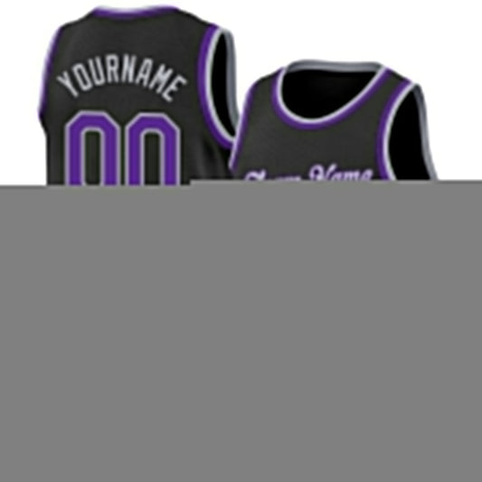 Custom Black Purple-Gray Authentic Basketball Jersey