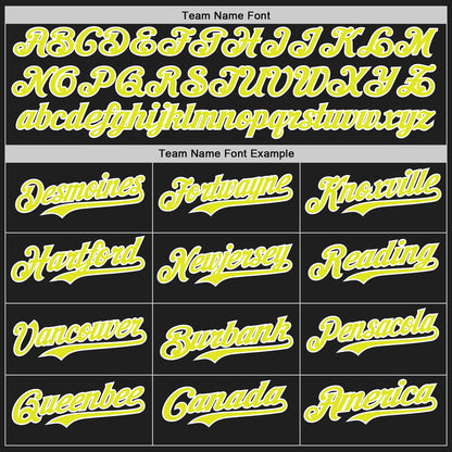 Custom Black Neon Yellow-White Authentic Baseball Jersey