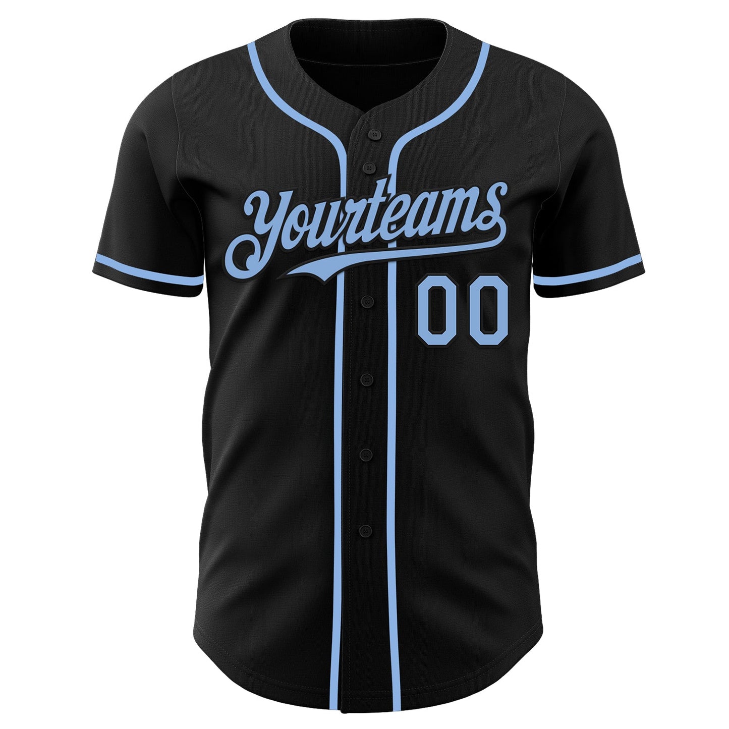 Custom Black Light Blue Authentic Baseball Jersey
