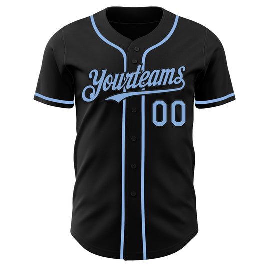 Custom Black Light Blue Authentic Baseball Jersey