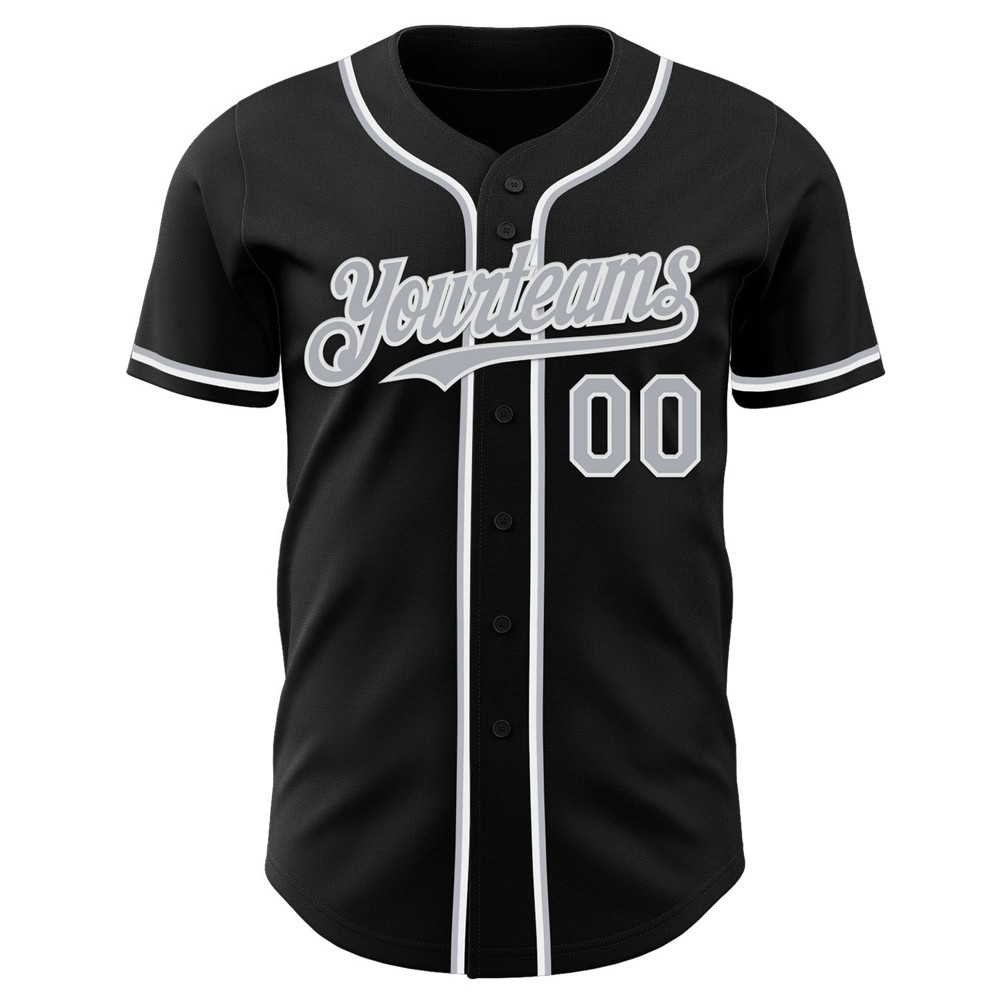 Custom Black Gray-White Authentic Baseball Jersey