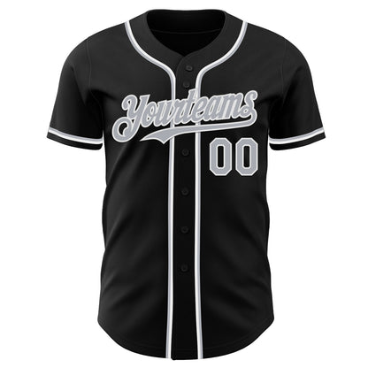 Custom Black Gray-White Authentic Baseball Jersey