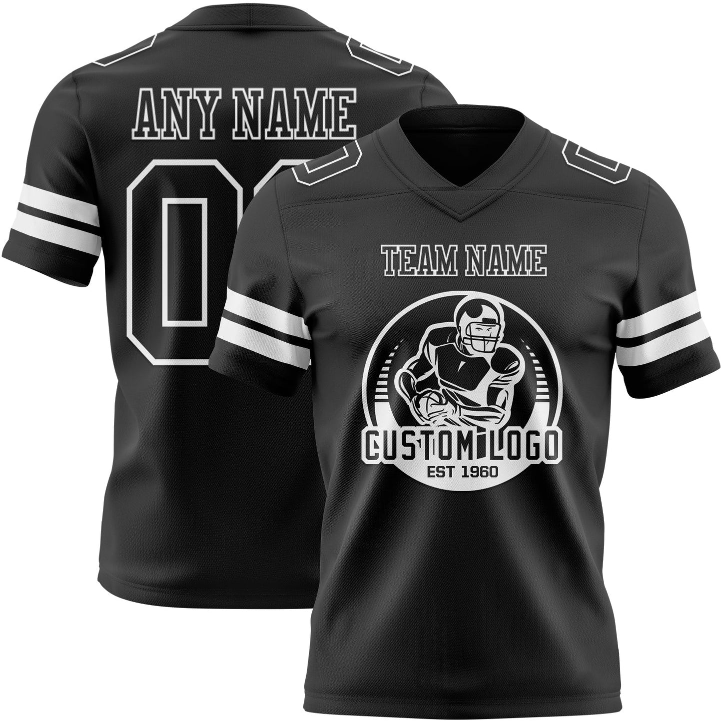 Custom Black White Mesh Authentic Football Jersey