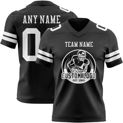 Custom Black White Mesh Authentic Football Jersey