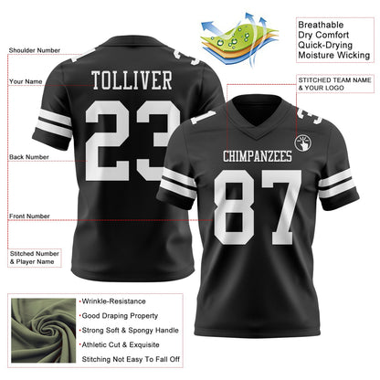 Custom Black White Mesh Authentic Football Jersey