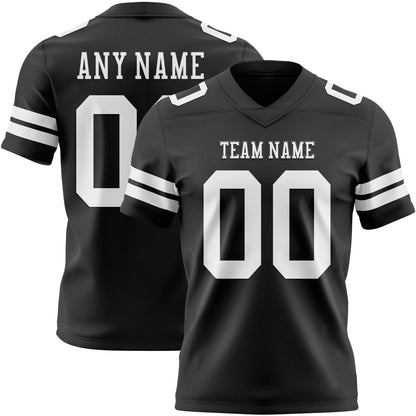 Custom Black White Mesh Authentic Football Jersey