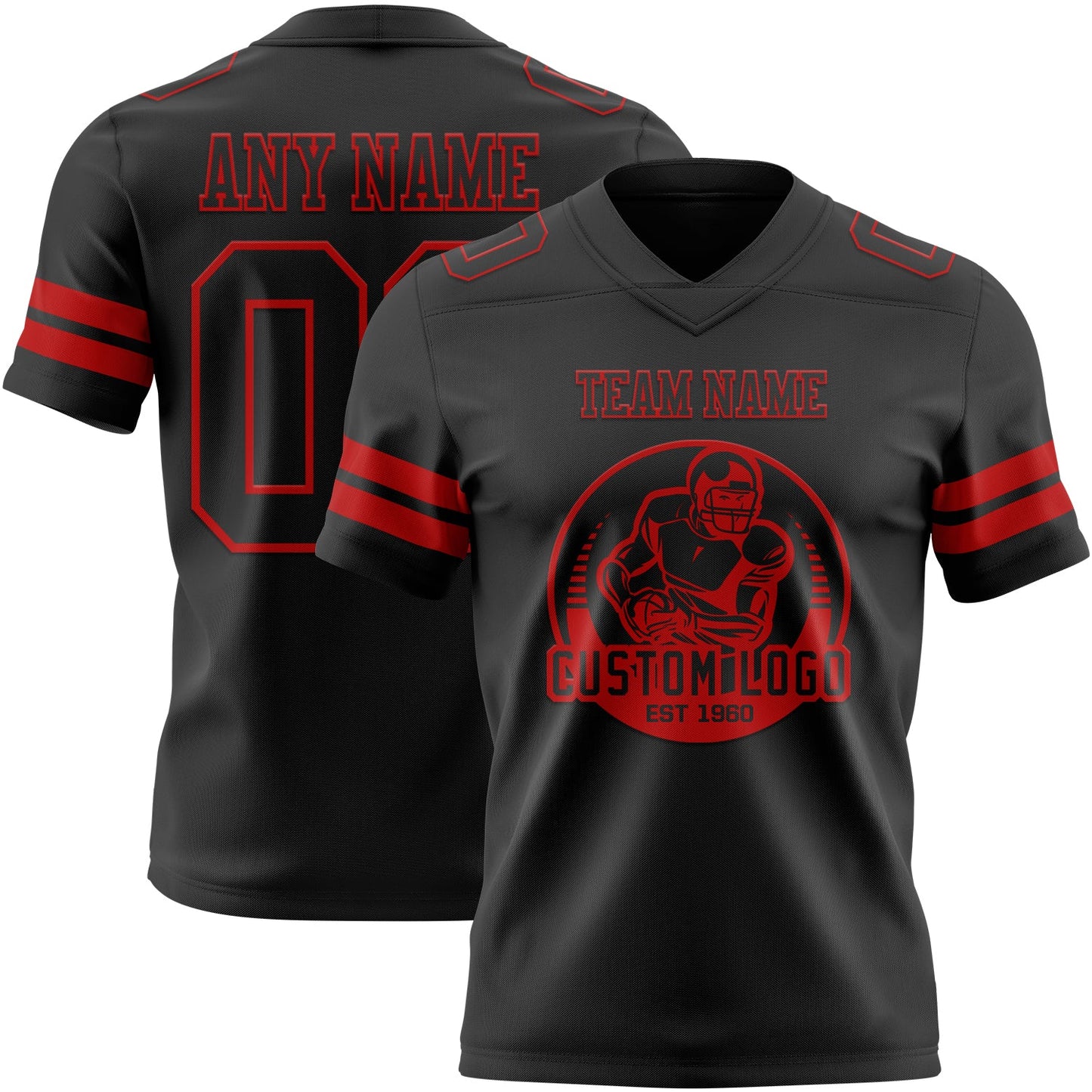 Custom Black Red Mesh Authentic Football Jersey
