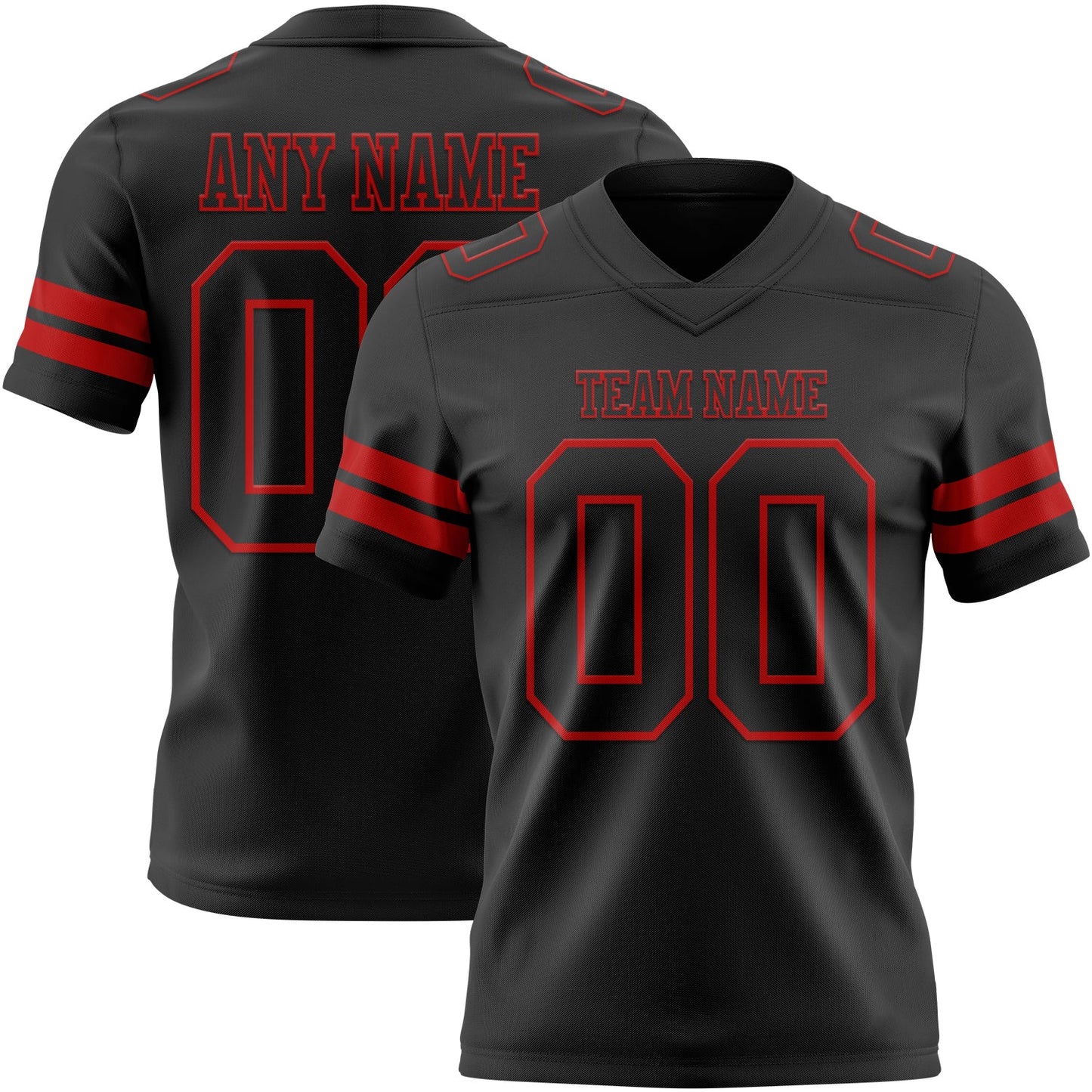 Custom Black Red Mesh Authentic Football Jersey