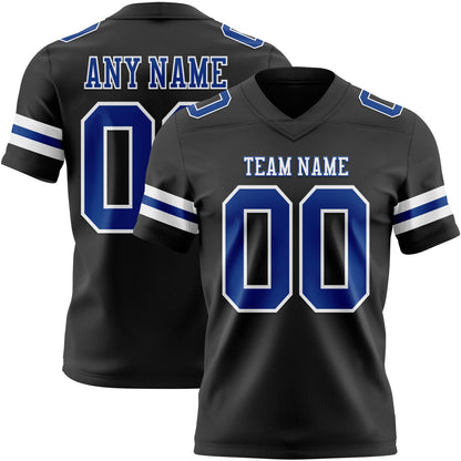 Custom Black Royal-White Mesh Authentic Football Jersey
