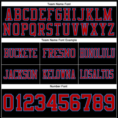 Custom Black Red-Powder Blue Mesh Authentic Football Jersey