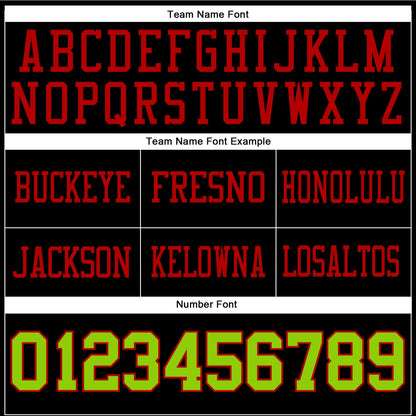 Custom Black Neon Green-Red Mesh Authentic Football Jersey