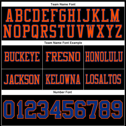 Custom Black Royal-Orange Mesh Authentic Football Jersey