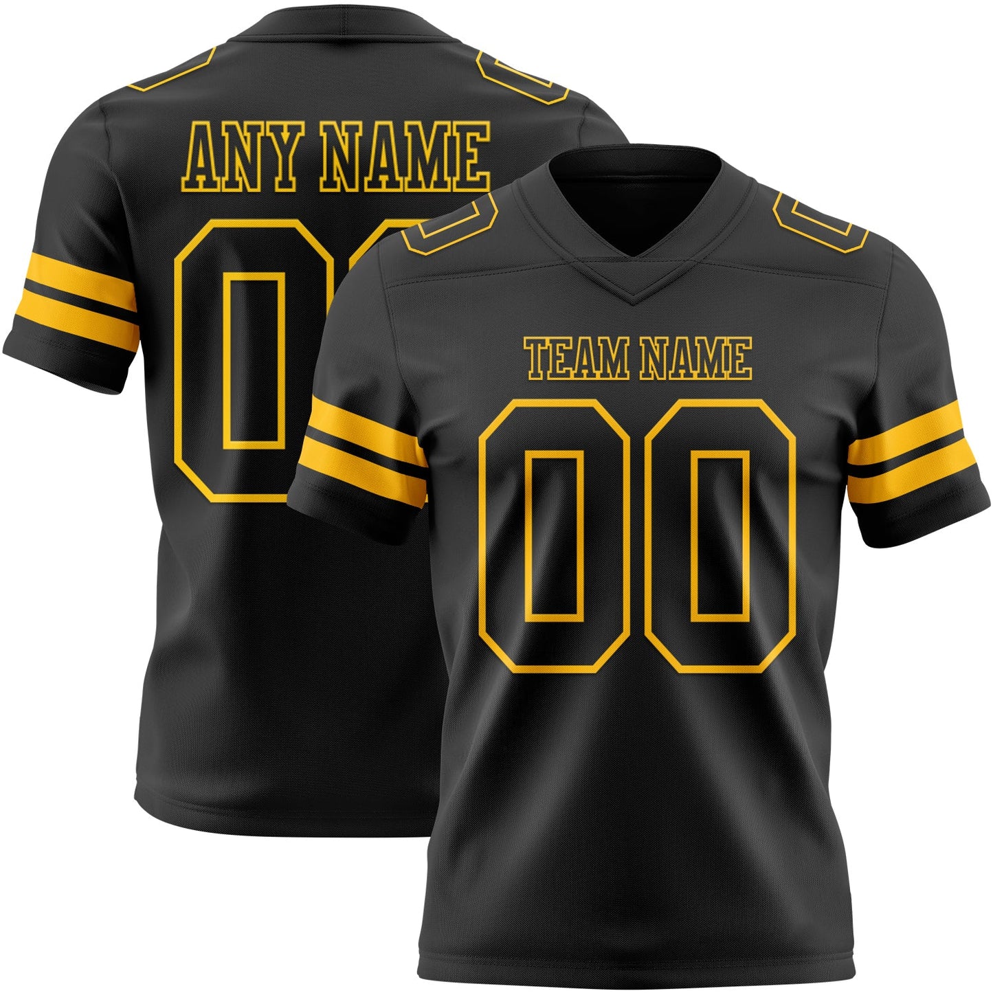 Custom Black Gold Mesh Authentic Football Jersey