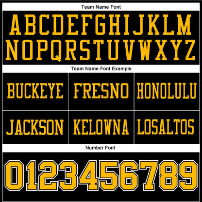 Custom Black Gold-White Mesh Authentic Football Jersey