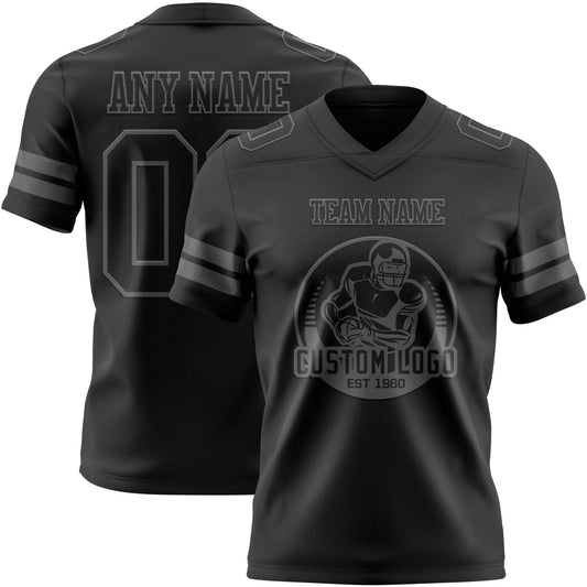 Custom Black Steel Gray Mesh Authentic Football Jersey