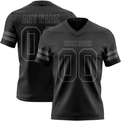 Custom Black Steel Gray Mesh Authentic Football Jersey