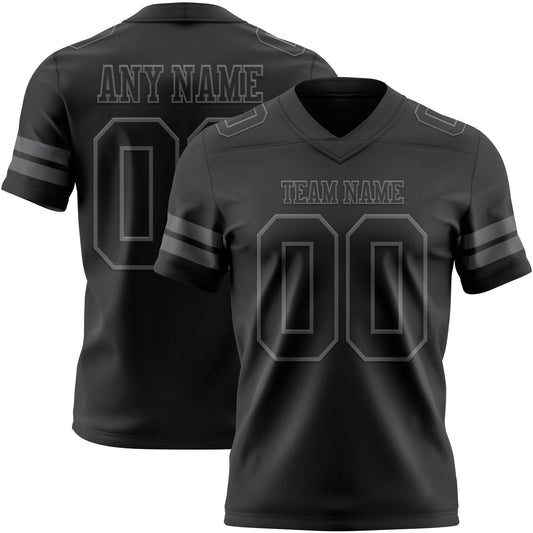 Custom Black Steel Gray Mesh Authentic Football Jersey