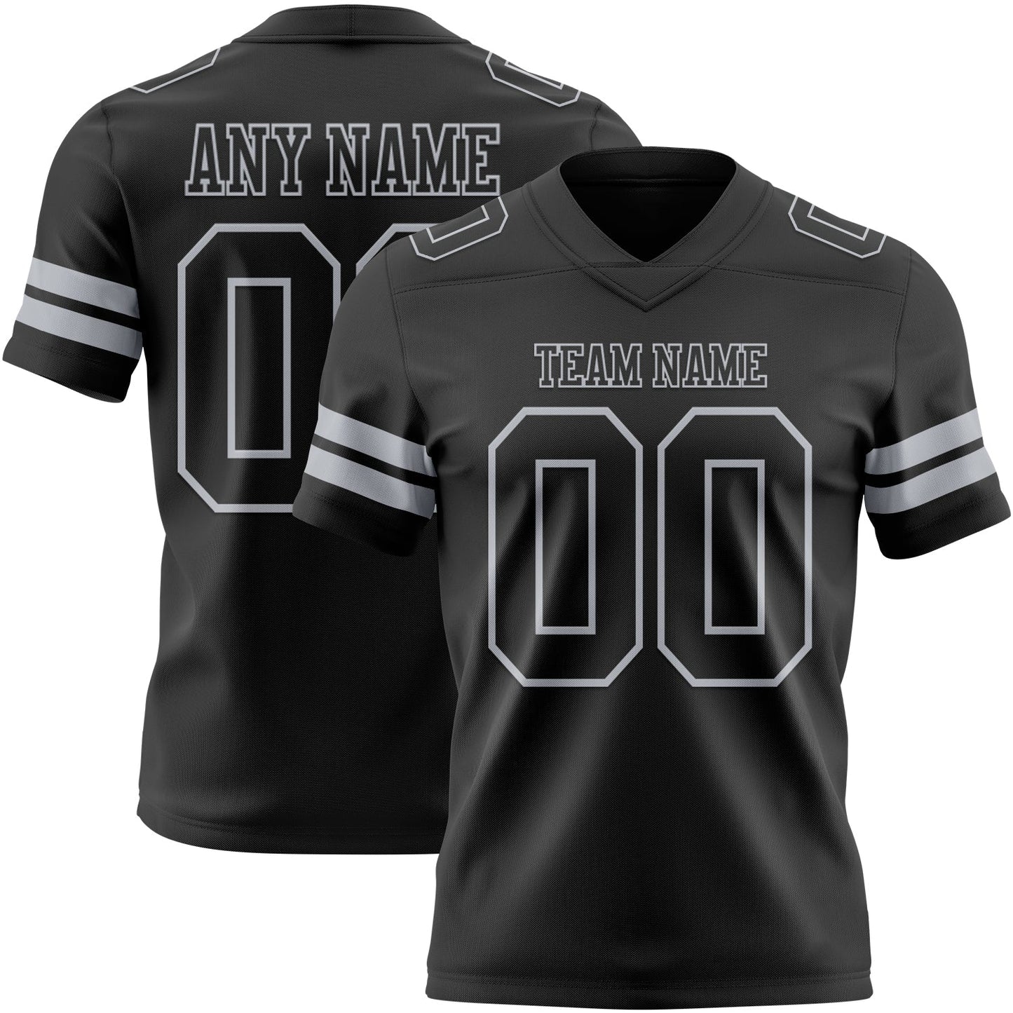 Custom Black Gray Mesh Authentic Football Jersey