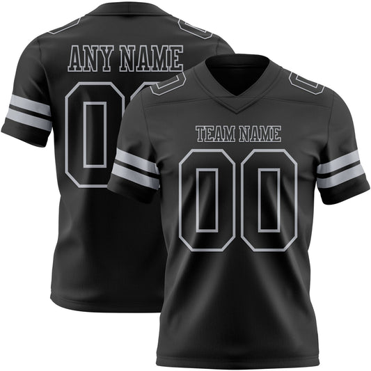 Custom Black Gray Mesh Authentic Football Jersey
