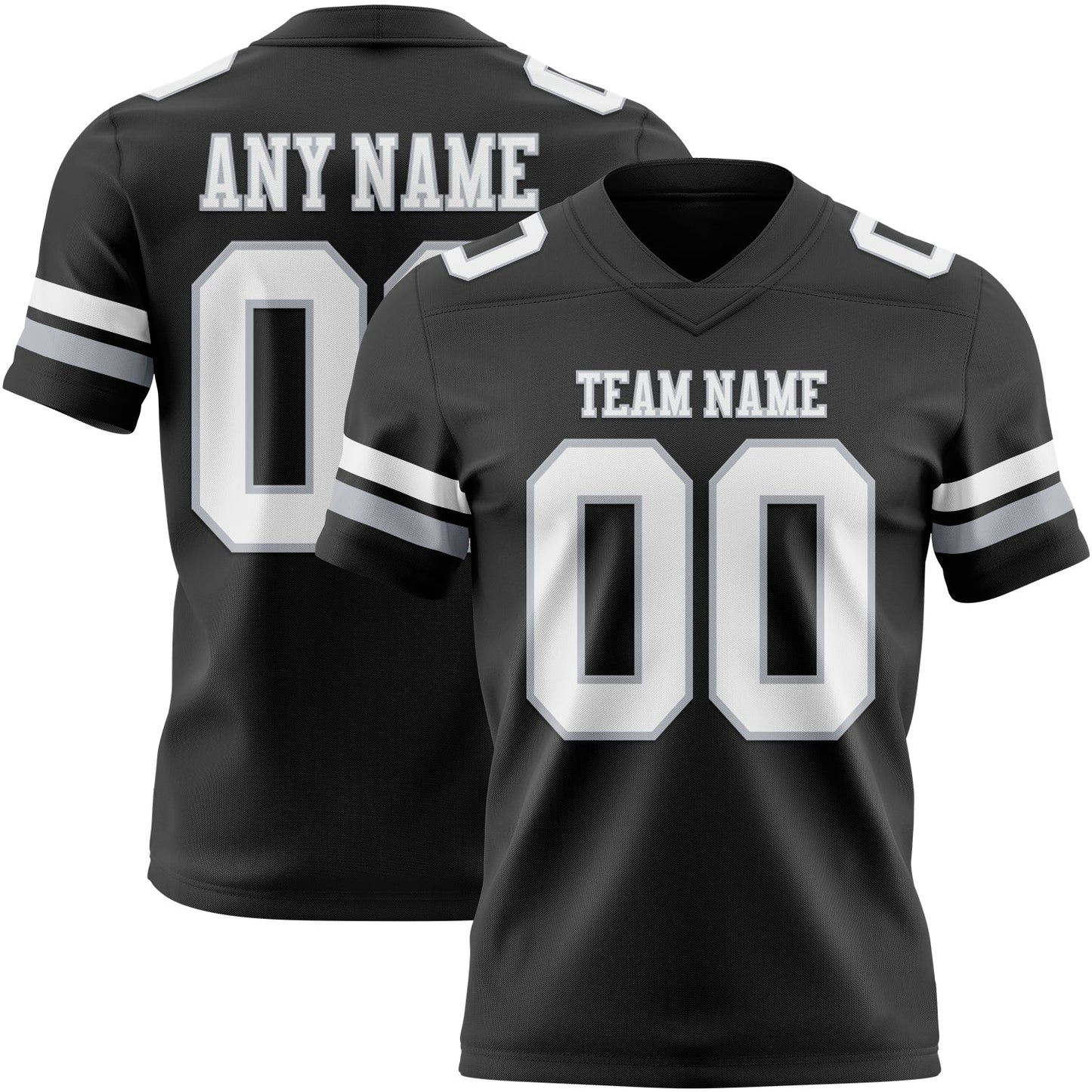 Custom Black White-Gray Mesh Authentic Football Jersey