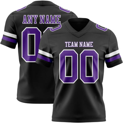 Custom Black Purple-White Mesh Authentic Football Jersey