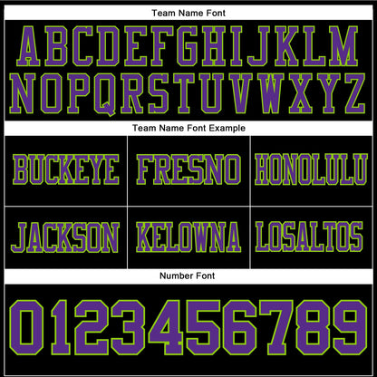 Custom Black Purple-Neon Green Mesh Authentic Football Jersey