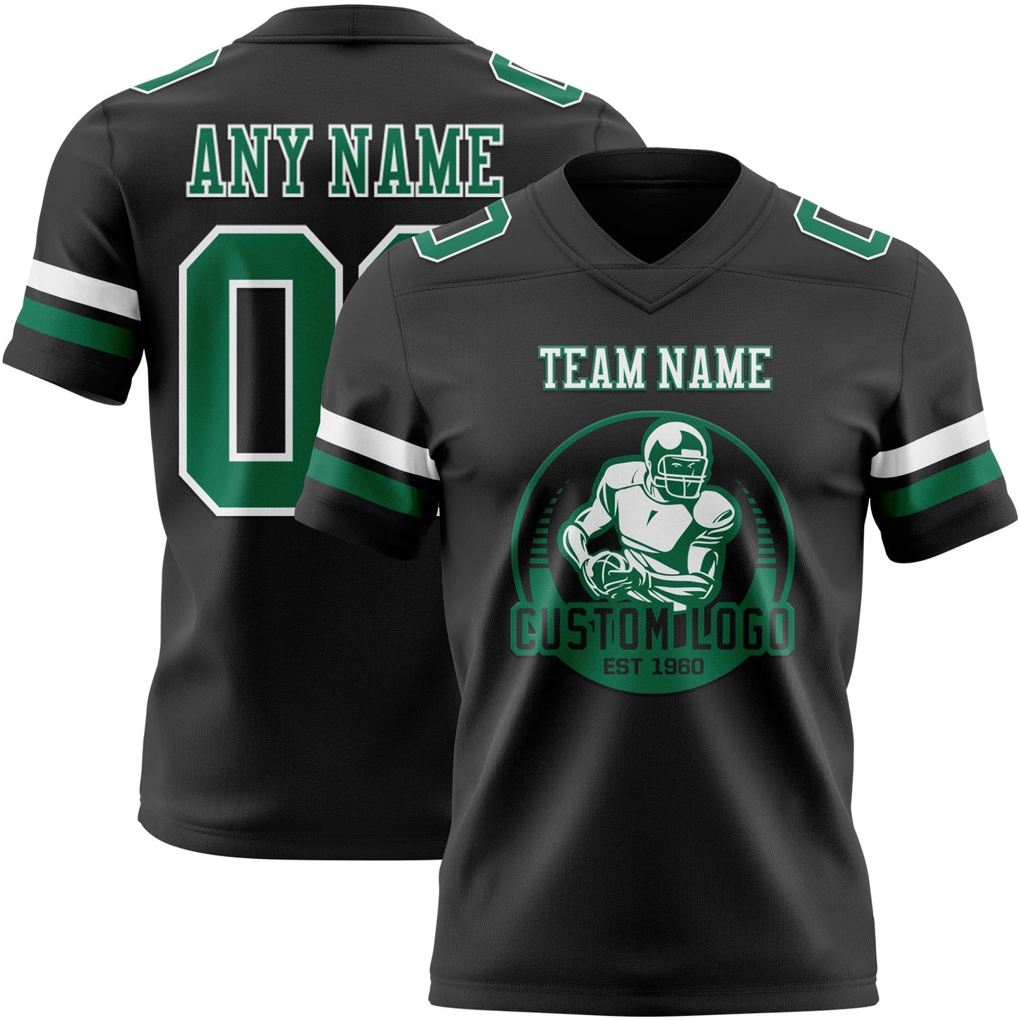 Custom Black Kelly Green-White Mesh Authentic Football Jersey