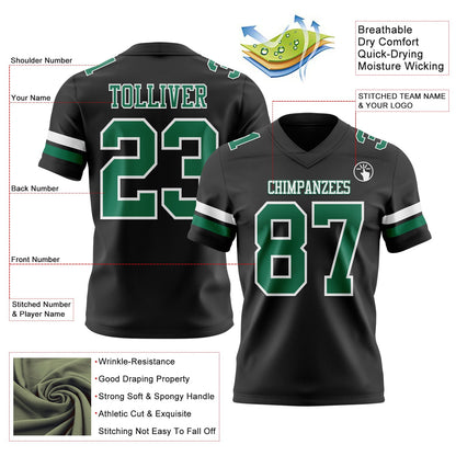 Custom Black Kelly Green-White Mesh Authentic Football Jersey