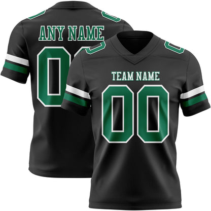 Custom Black Kelly Green-White Mesh Authentic Football Jersey
