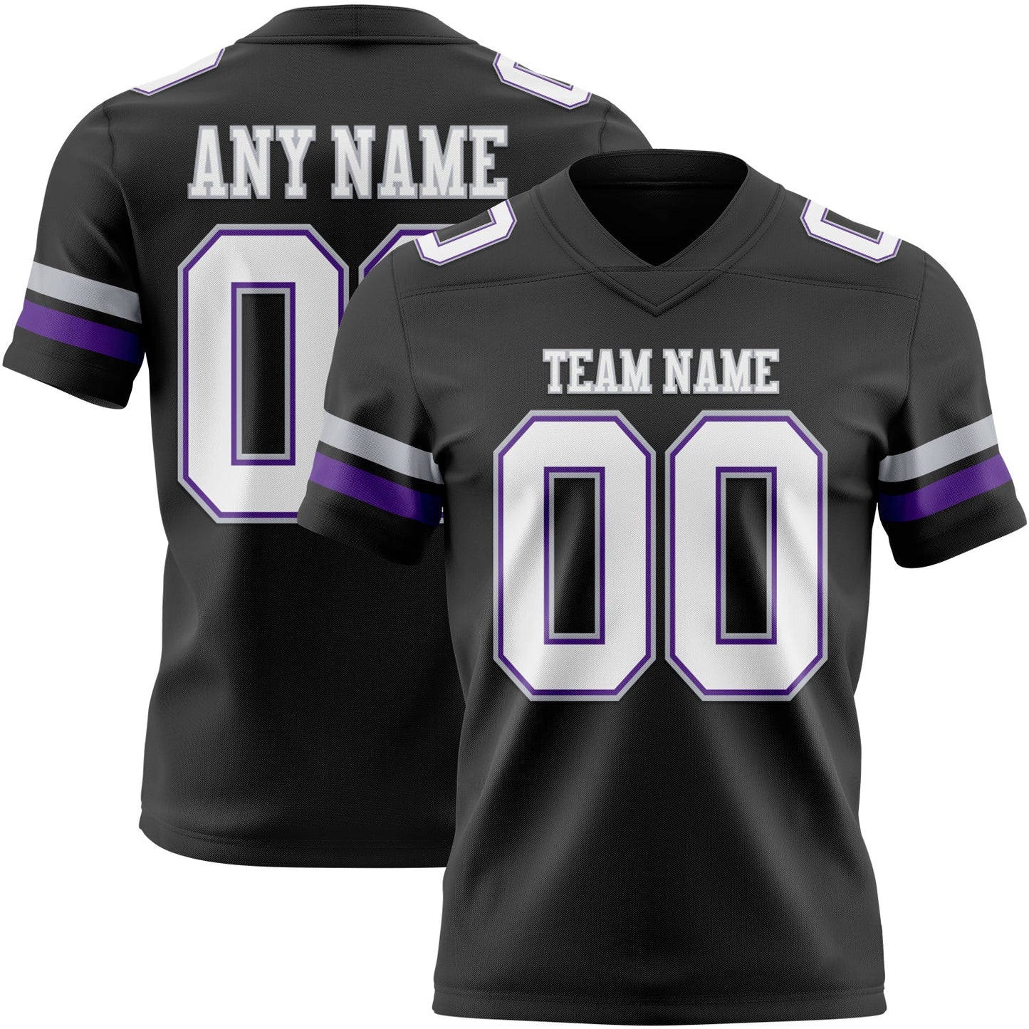 Custom Black White Purple-Gray Mesh Authentic Football Jersey