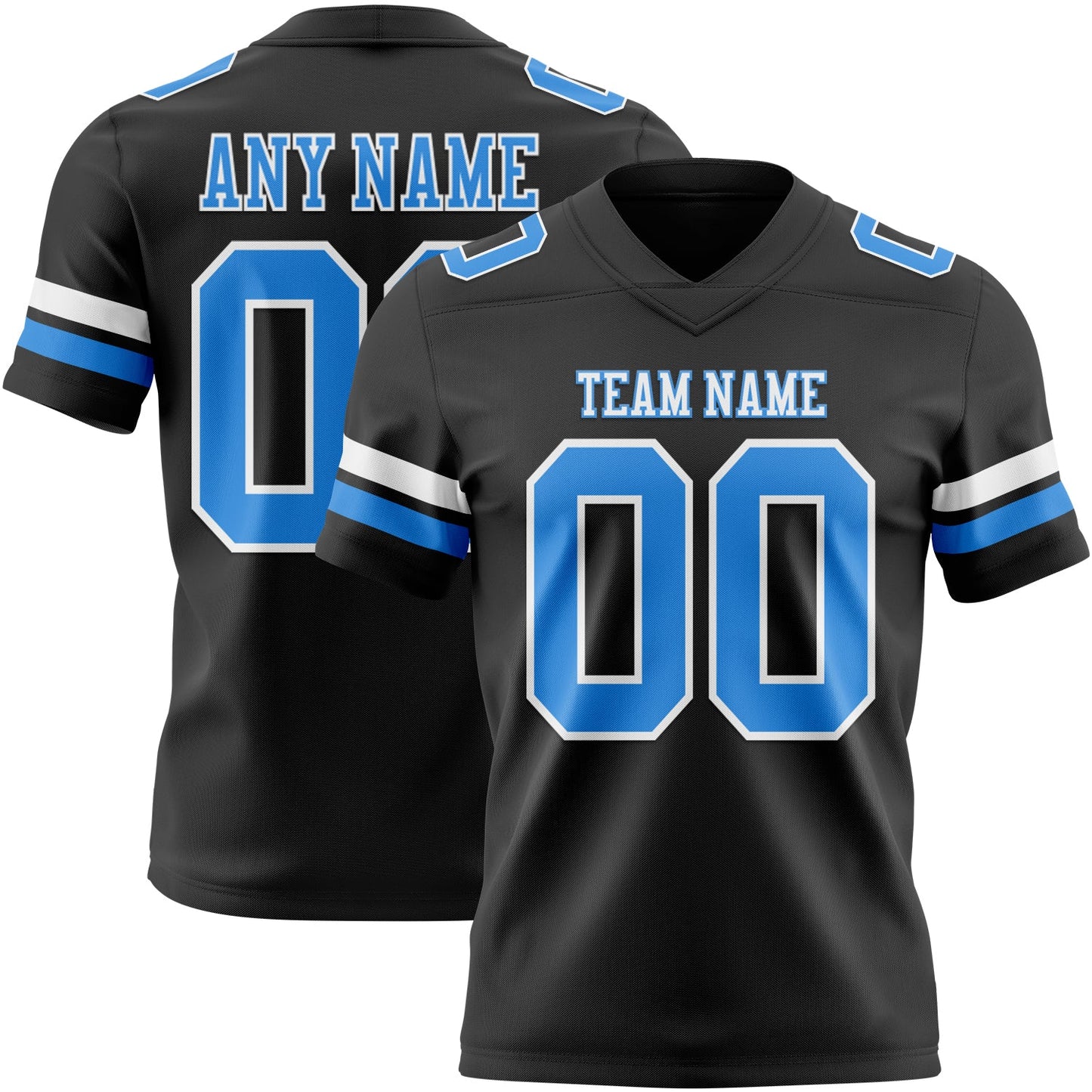 Custom Black Powder Blue-White Mesh Authentic Football Jersey