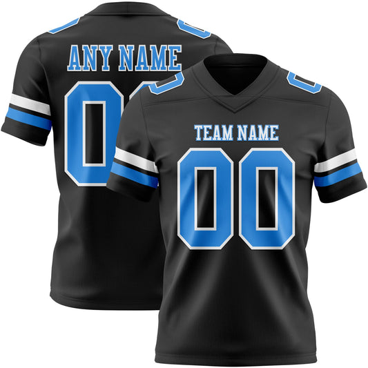 Custom Black Powder Blue-White Mesh Authentic Football Jersey