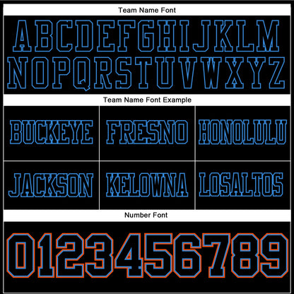 Custom Black Powder Blue-Orange Mesh Authentic Football Jersey